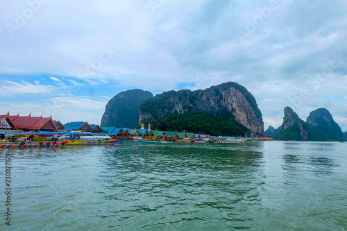 Amazing scenery natural landscape of James Bond island Phang-Nga bay, Koh Panyee, Water tours travel nature Phuket Thailand, Tourism beautiful destination famous place Asia, Summer holiday vacation