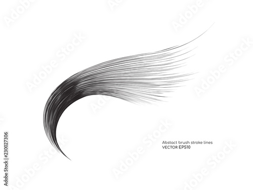 Vector black brush stroke curved lines isolated on white background for  design element photo