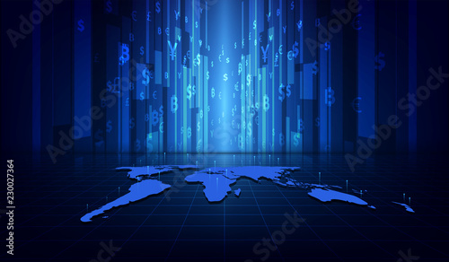Money transfer. Global Currency. Stock Exchange. Stock vector illustration.