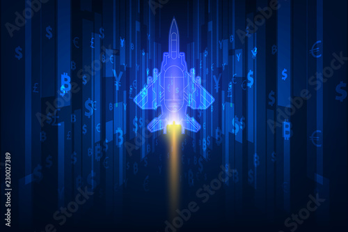business startup competition banner concept Rocket Vector and illustration