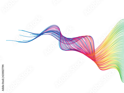 Abstract colorful wave lines isolated on white background. For vector design elements in concept technology, science, creative, music. 