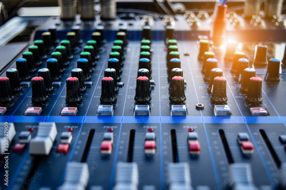 Obraz premium Audio control panel for entertainment At the Rock Festival in New Year,Audio jack on control panel
