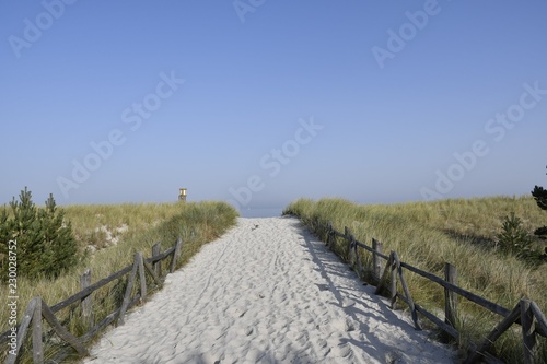 Fototapeta Naklejka Na Ścianę i Meble -  The beach entrance of Bialogora, a seaside resort on the Polish Baltic Sea coast