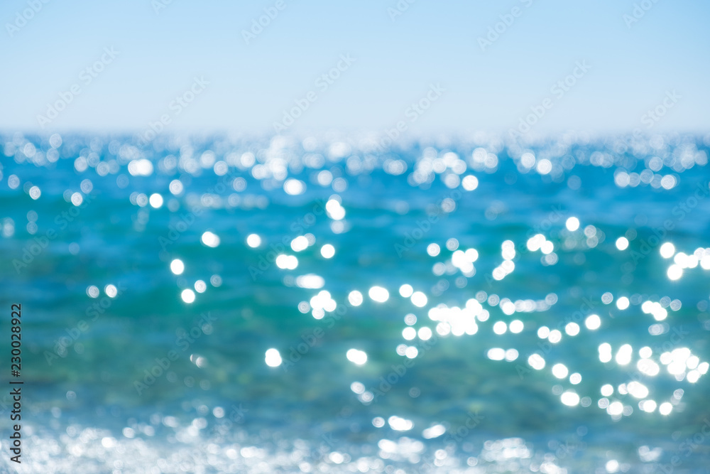 Εκτύπωση καμβά Abstract bokeh background of summer blue sea water at the beach