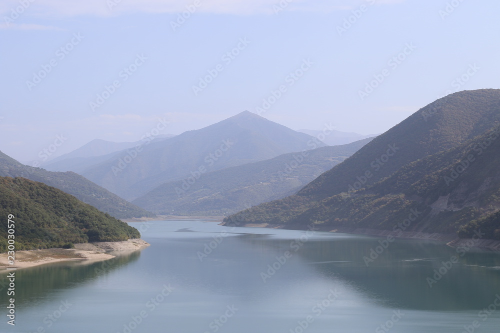 Zhinvali reservoir in country Georgia