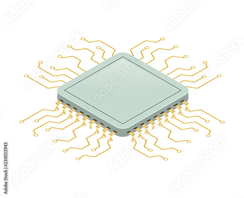 Computer processor on a white background.