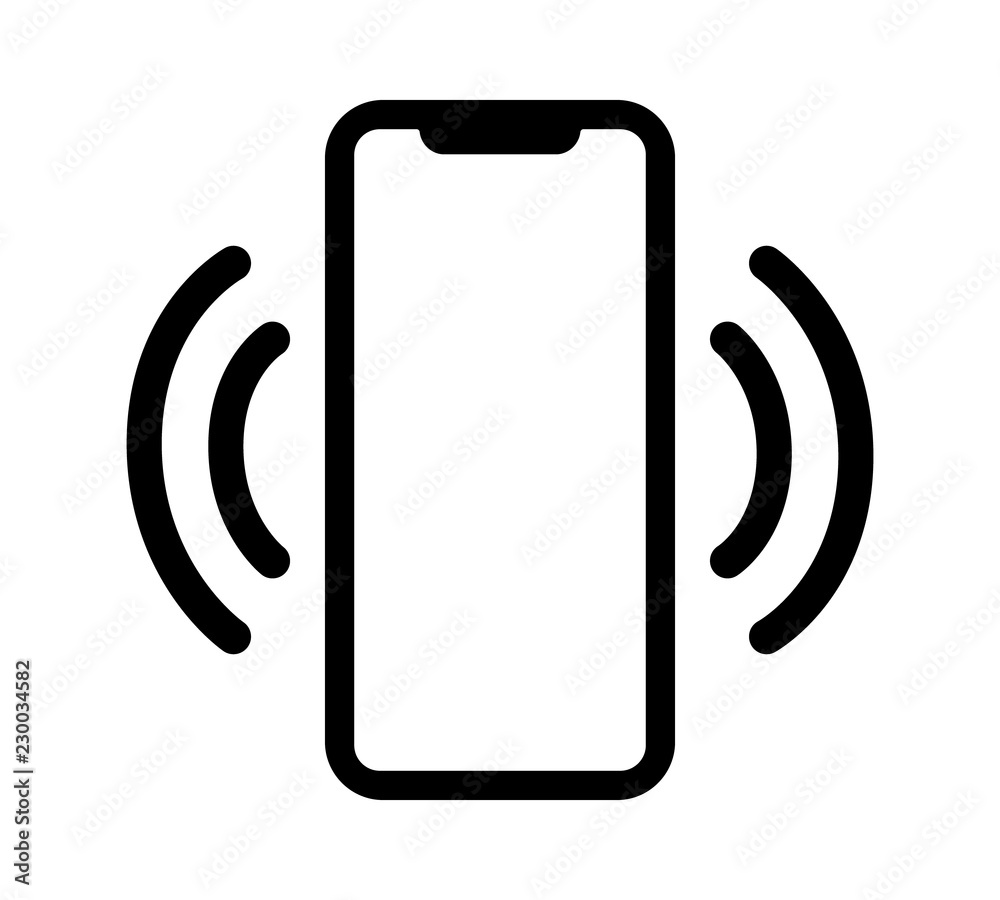 Smartphone / mobile phone vibrating or ringing flat vector icon for