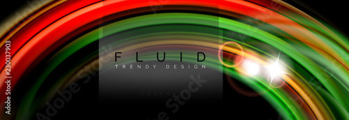 Mixing color waves on black, liquid flowing shapes