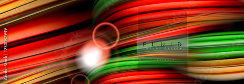 Mixing color waves on black, liquid flowing shapes