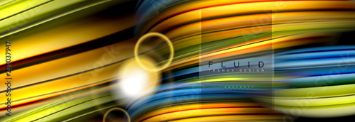 Mixing color waves on black, liquid flowing shapes