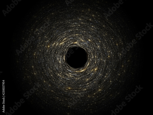 Fototapeta Naklejka Na Ścianę i Meble -  Black hole over star field in outer space. Abstract space wallpaper. Universe filled with stars. Elements of this image furnished by NASA.
