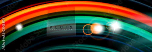 Mixing color waves on black, liquid flowing shapes
