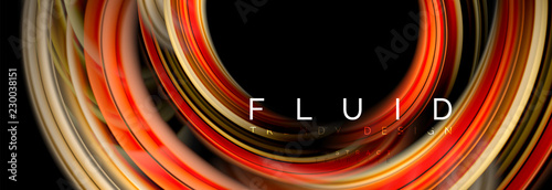 Mixing color waves on black, liquid flowing shapes