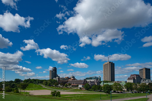 Panorama view of Quebec City from side of Citadelle, Canada.