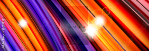 Mixing color waves on black, liquid flowing shapes