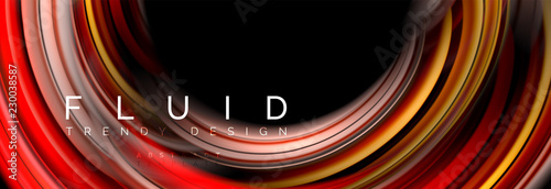 Mixing color waves on black, liquid flowing shapes