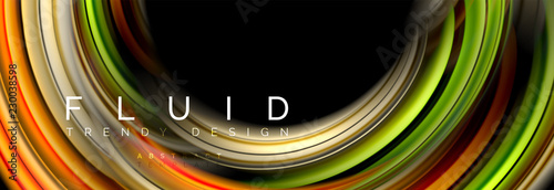 Mixing color waves on black, liquid flowing shapes