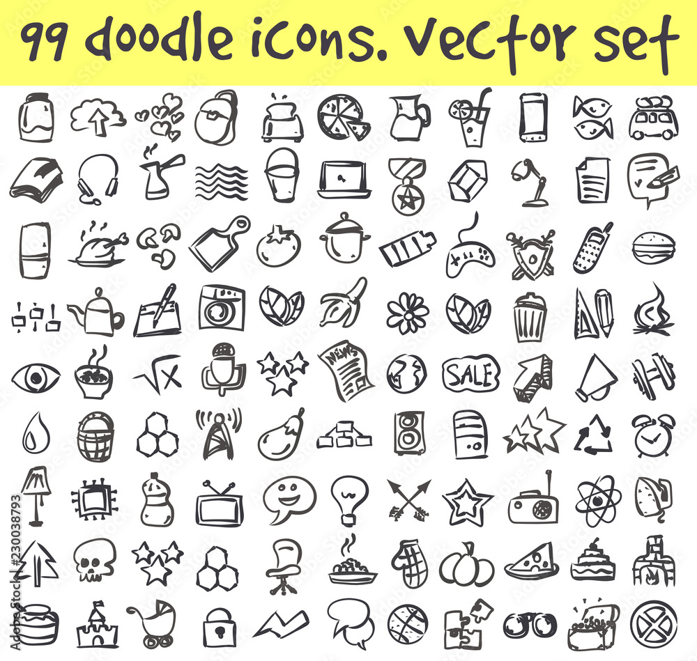 vector doodle icons set