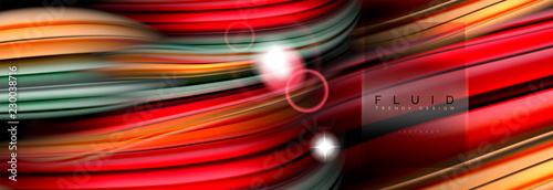 Mixing color waves on black, liquid flowing shapes