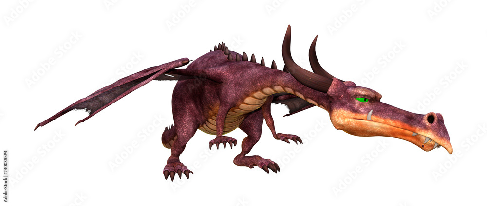 3D Rendering Fairy Tale Dragon on White 3D Rendering Fairy Tale Dragon on White