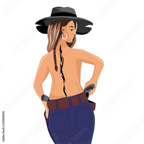 A girl with a cowboy hat and a tattoo