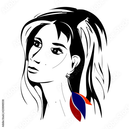 Girl with beautiful earrings flag of Armenia