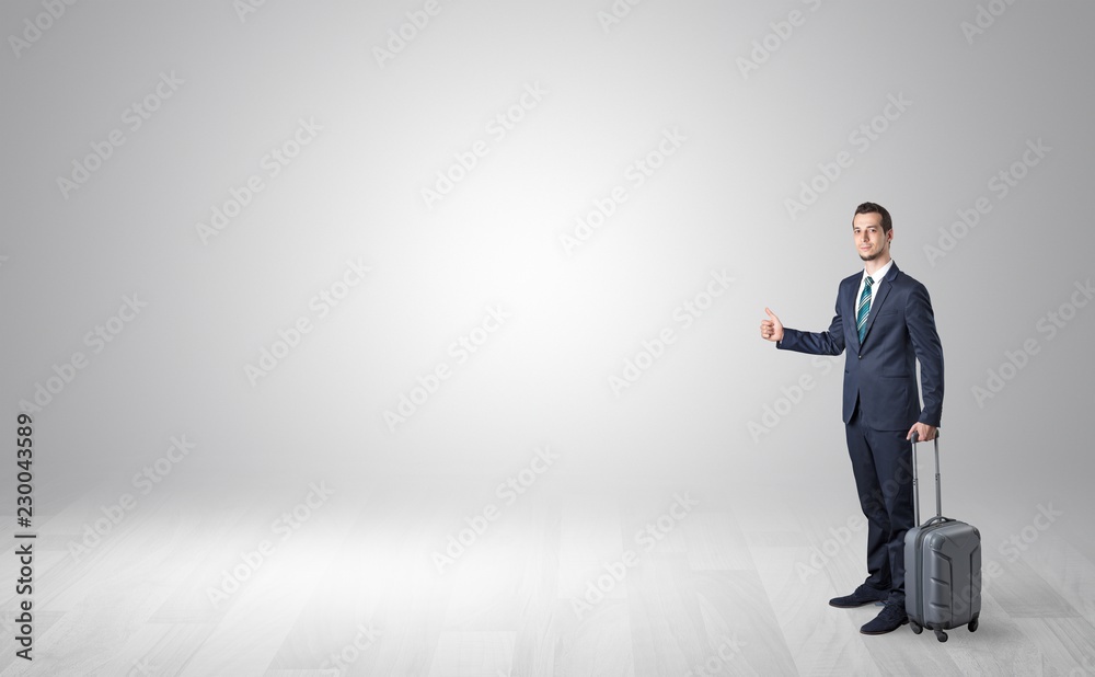 Lonely businessman hitchhikes concept with copy space around him
Lonely businessman hitchhikes concept with copy space around him