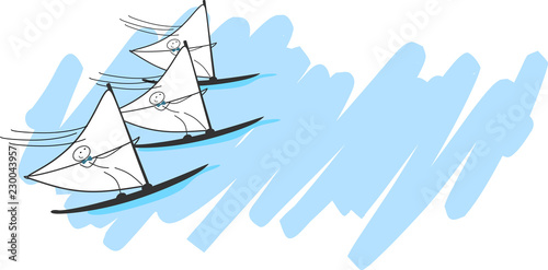Strichmännchen beim Windsurfen