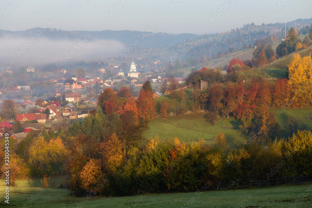 Beautiful autumn colors on the Romanian hills.  Colourful autumn landscape