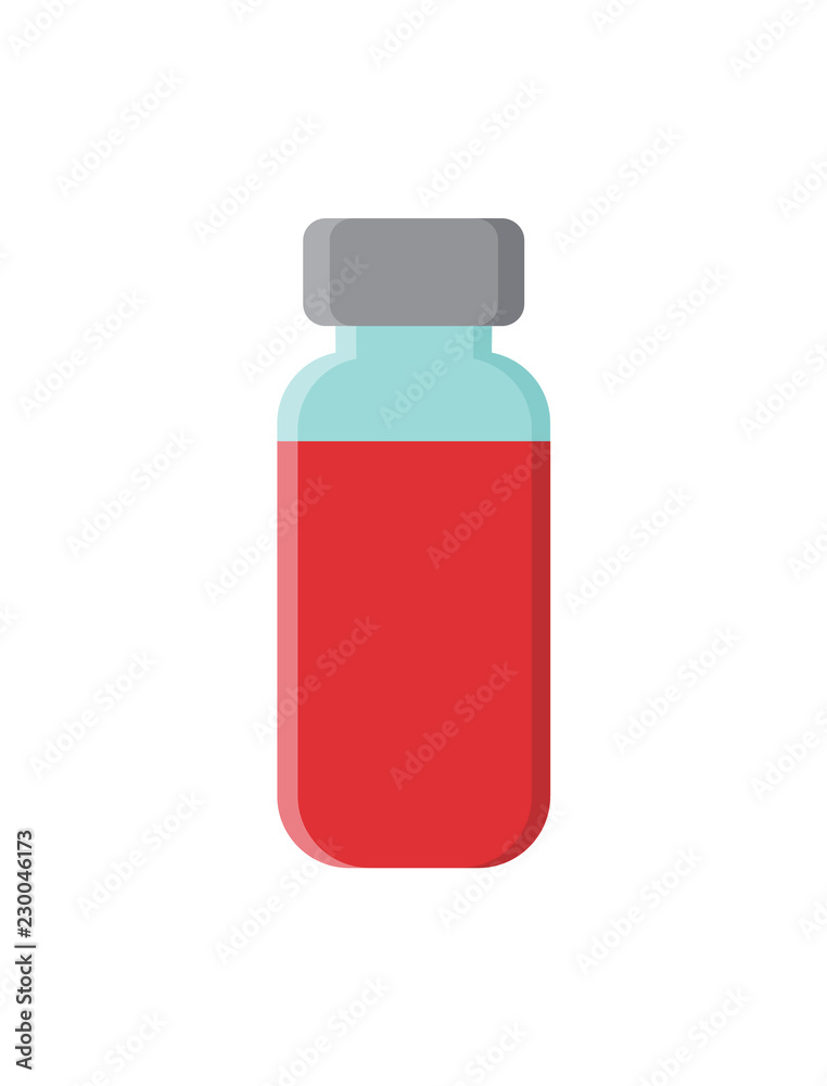 Red Vaccine in Glass Bottle with Sealed Metal Top Red Vaccine in Glass Bottle with Sealed Metal Top