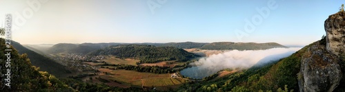 Panoramic of a german landscape at sunrise