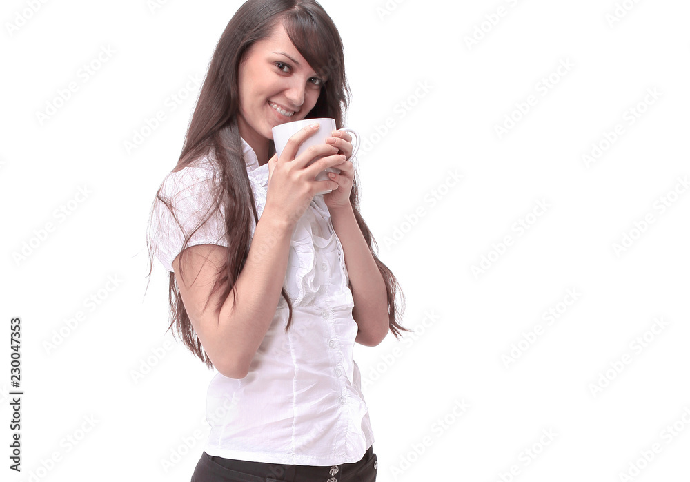 portrait of beautiful young woman holding a Cup of tea portrait of beautiful young woman holding a Cup of tea