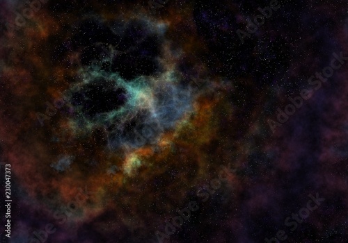 Fototapeta Naklejka Na Ścianę i Meble -  Starry Nebula Colorful Outer Space background illustration