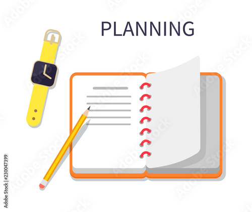 Planning Poster and Notebook Vector Illustration
