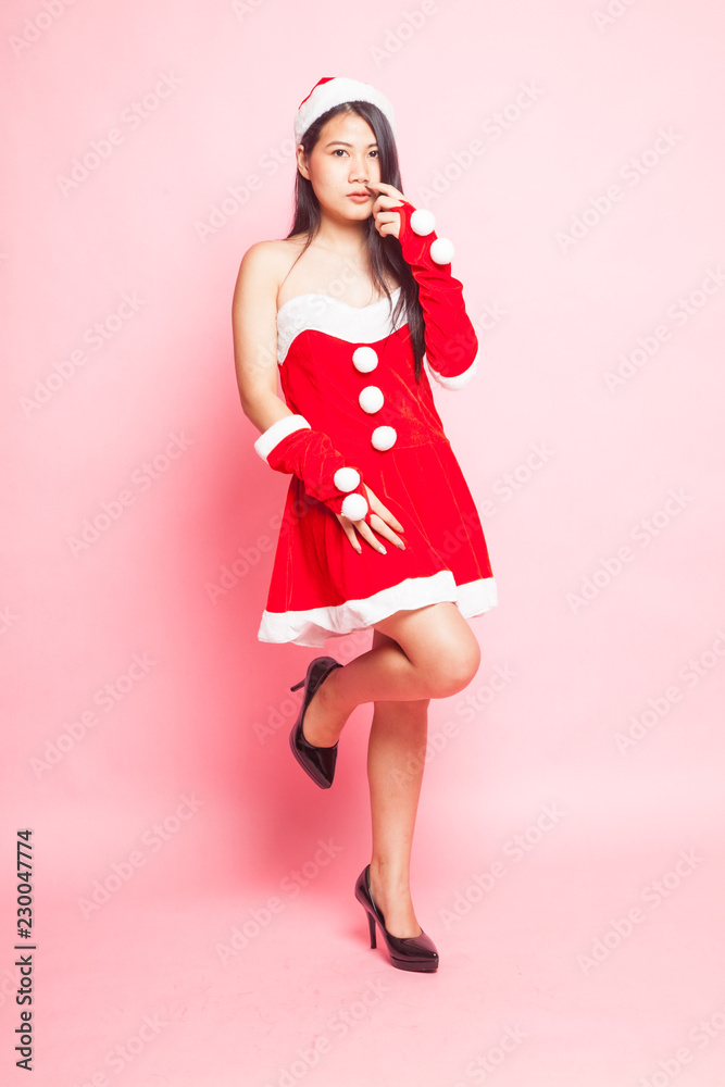 Cute Asian Christmas Santa Claus girl Cute Asian Christmas Santa Claus girl