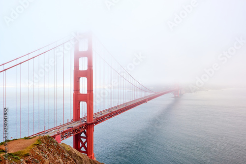 Golden Gate Bridge view at foggy day