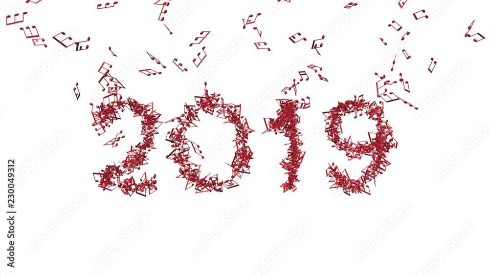 new year 2019 made from musical notes 3D illustration new year 2019 made from musical notes 3D illustration