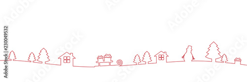 red christmas border decoration line drawing