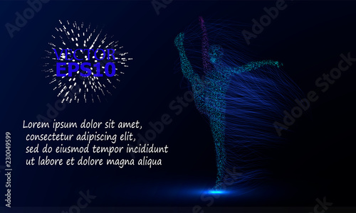 The figure of a gymnast from points outgoing rays.3d geometric background for business presentation.