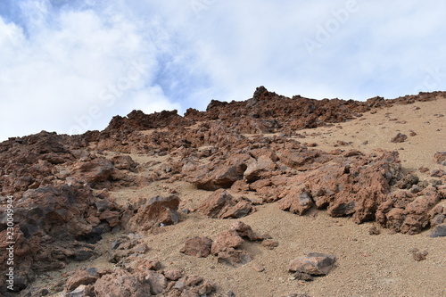 Hiking trail to the big famous volcano Pico del Teide in Tenerife, Europe