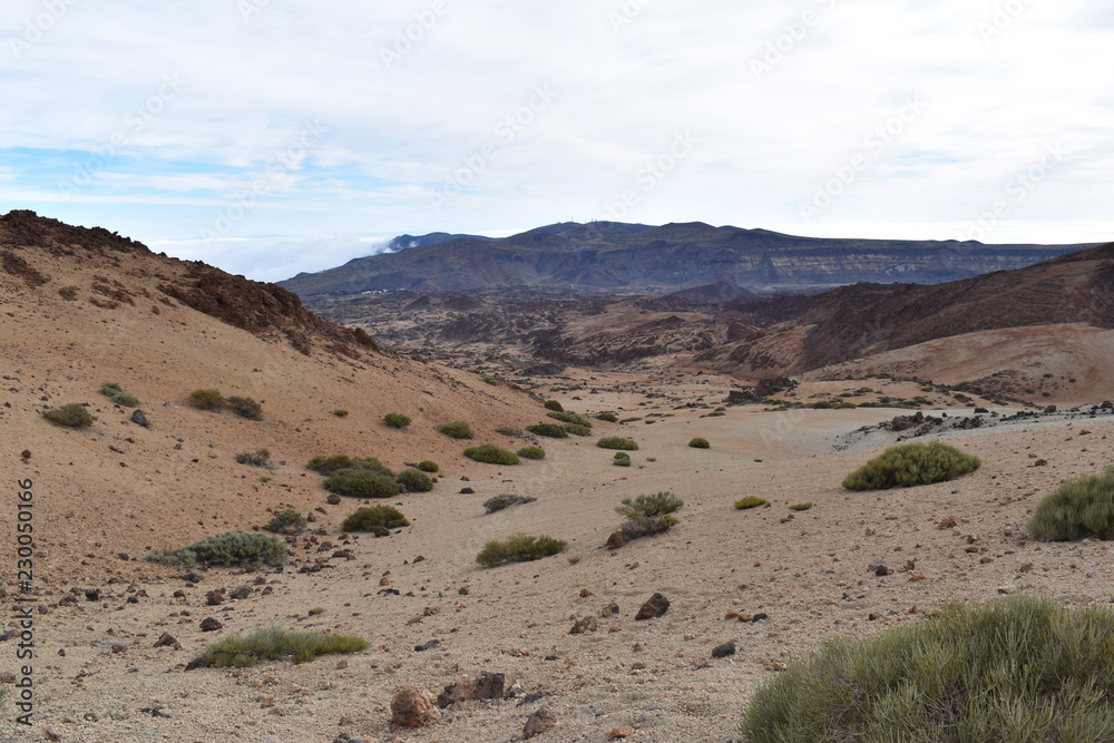 Hiking trail to the big famous volcano Pico del Teide in Tenerife, Europe