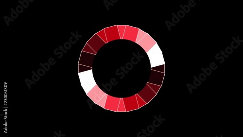 Icon of progress loading with red circle rotating on black background