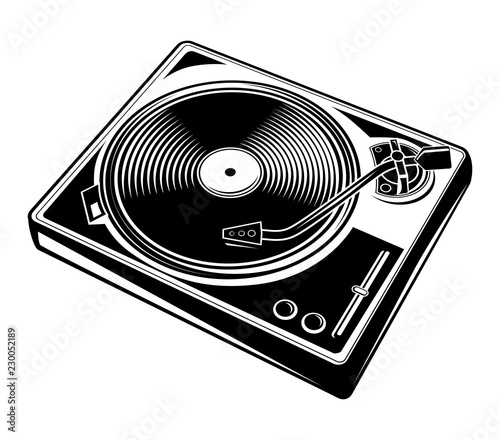 Black and white turntable icon