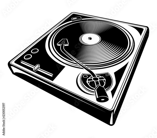 Black and white turntable icon