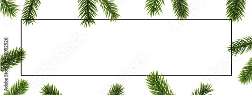 Christmas and New Year banner with frame and fir branches.