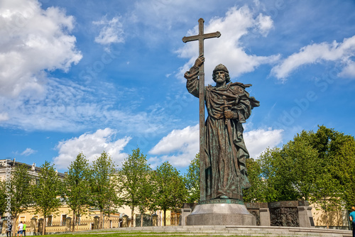The monument to Saint Prince Vladimir baptist of Rus on the Borovitskaya square photo