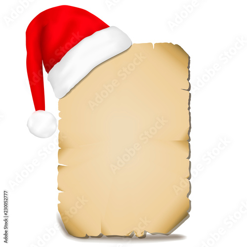 santa claus hat on parchment