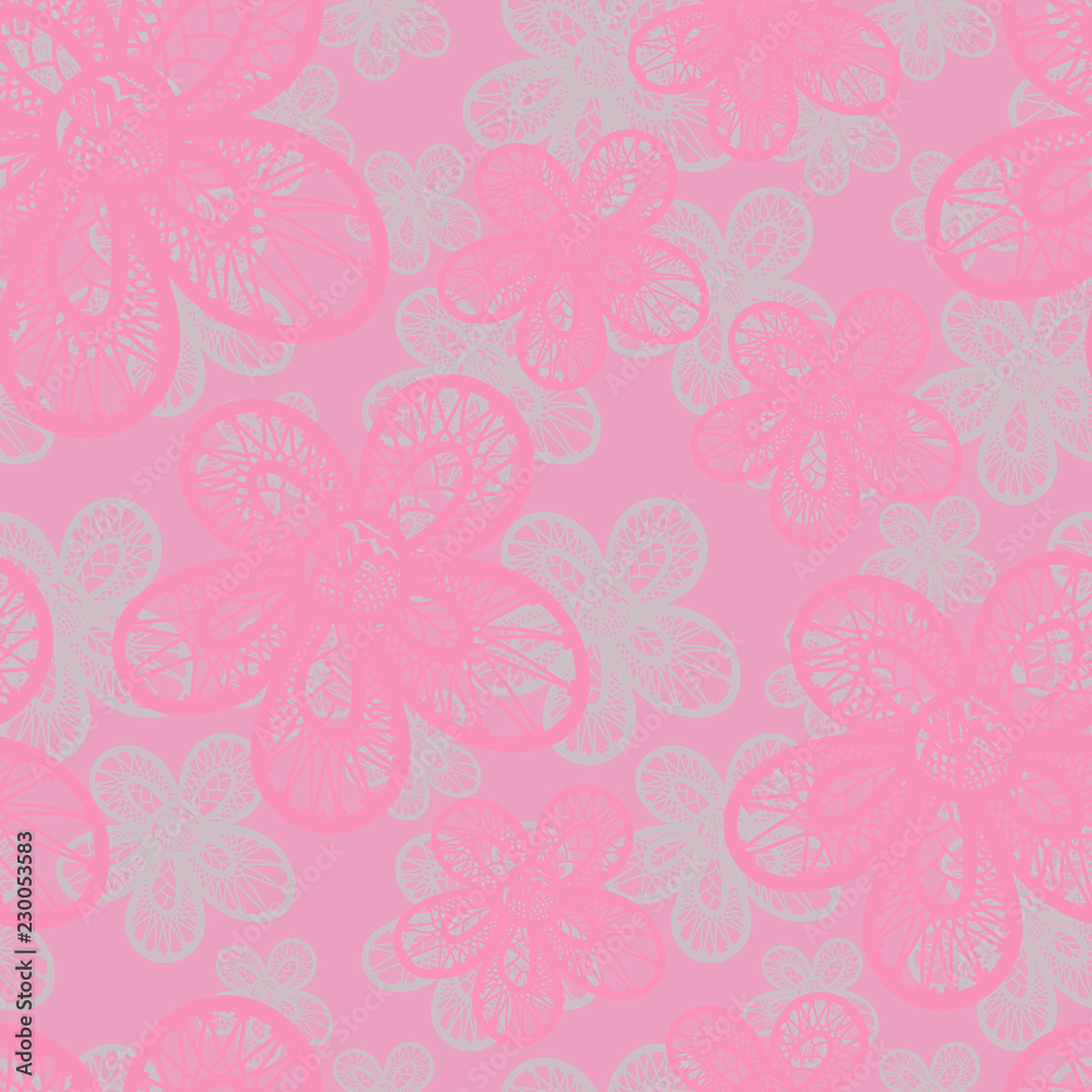 Vector seamless hand drawn doodle floral pattern.