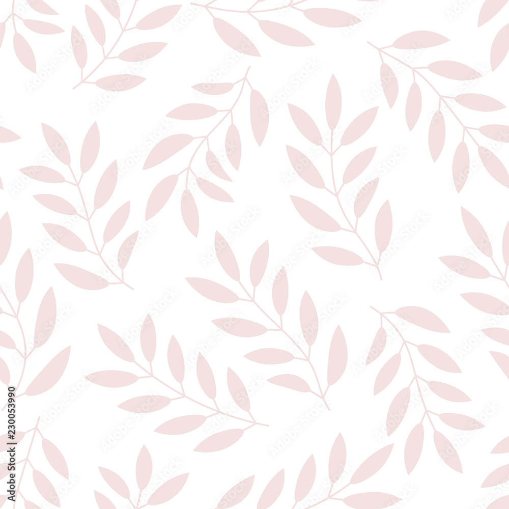 Fototapeta premium Floral seamless pattern with branches and leaves. Vector illustration.