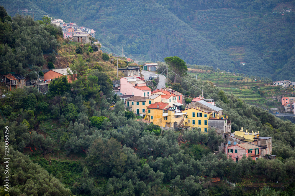 Old village on the hills in Liguria, Italy